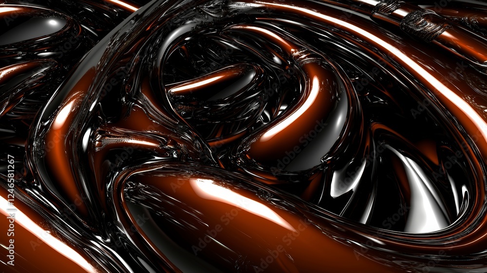 Abstract Swirls of Shiny Black and Brown Fluid in a Dynamic Motion Abstract Swirls of Shiny Black and Brown Fluid in a Dynamic Motion