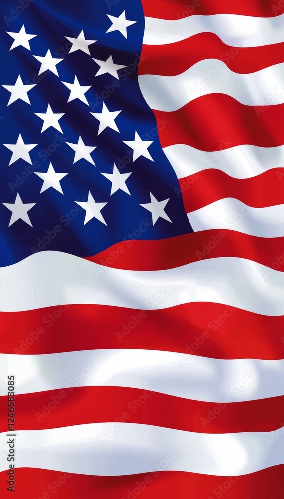 Obraz premium American Flag Waving. Bright and Bold Vector Illustration of the Symbol of Patriotism.