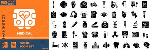 Medical Solid Editable Icons set. Vector illustration in modern thin solid style of medical icons: health, research, organs, etc