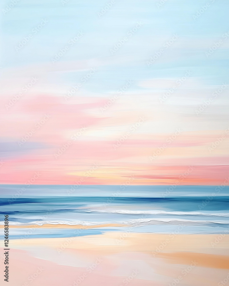 Serene Seascape at Dusk With Soft Pastel Colors Reflecting on Calm Ocean Waves Serene Seascape at Dusk With Soft Pastel Colors Reflecting on Calm Ocean Waves