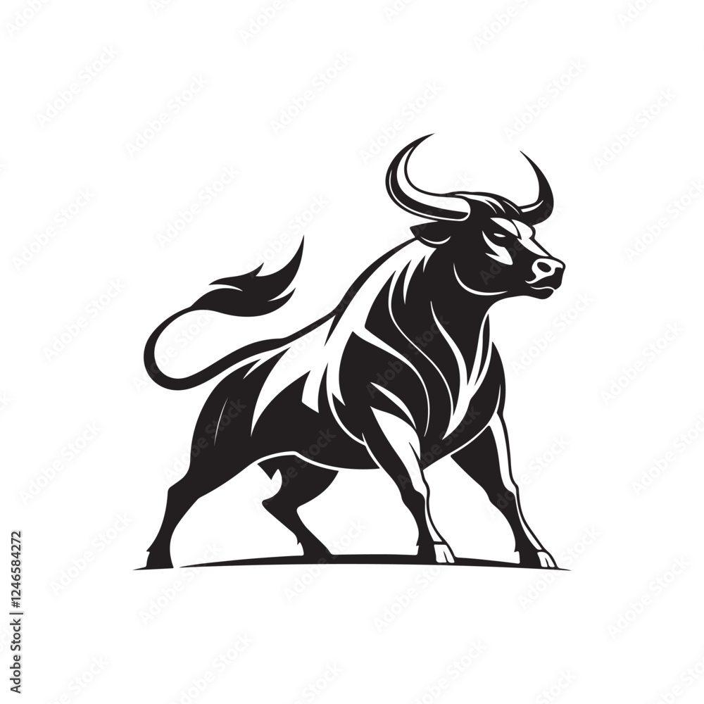 bull silhouette logo vector line art logo design