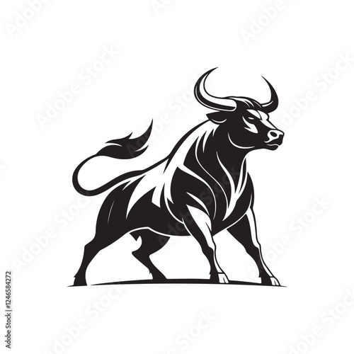bull silhouette logo vector line art logo design