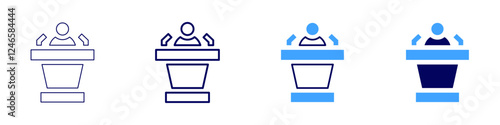 Speech dynamics icon in 4 different styles. Thin Line, Line, Bold Line, Duotone. Duotone style. Editable stroke