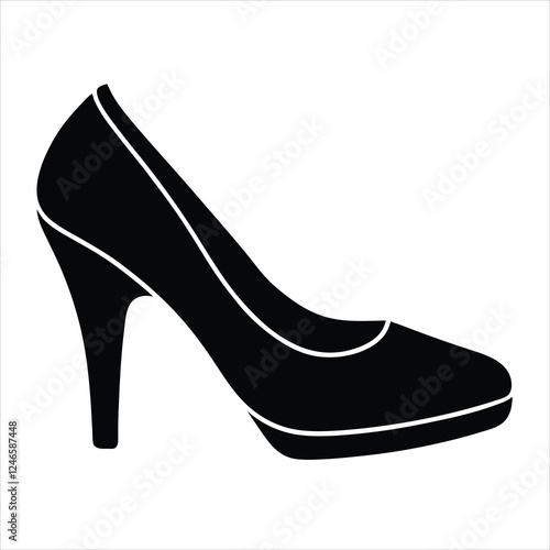 black high heels shoes vector 