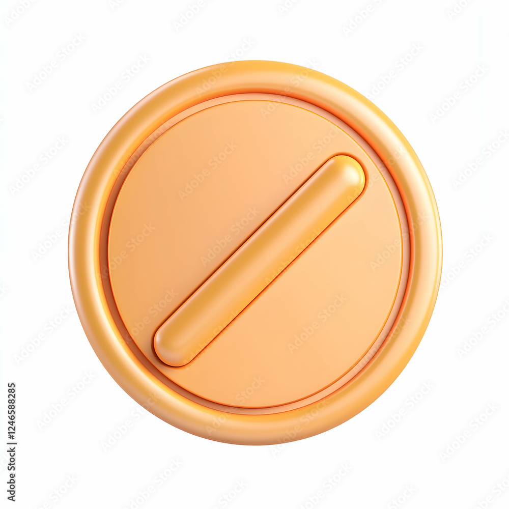 Orange geometric button, 3D render, isolated, design element Orange geometric button, 3D render, isolated, design element