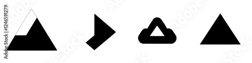 Various geometric mountain shapes in black and white design elements suitable for modern graphics and artistic expressions
