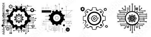 Cogs and circuits represent innovation and technology in a modern digital landscape