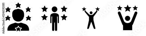 Celebrating achievements with star icons showcasing recognition and success in various settings