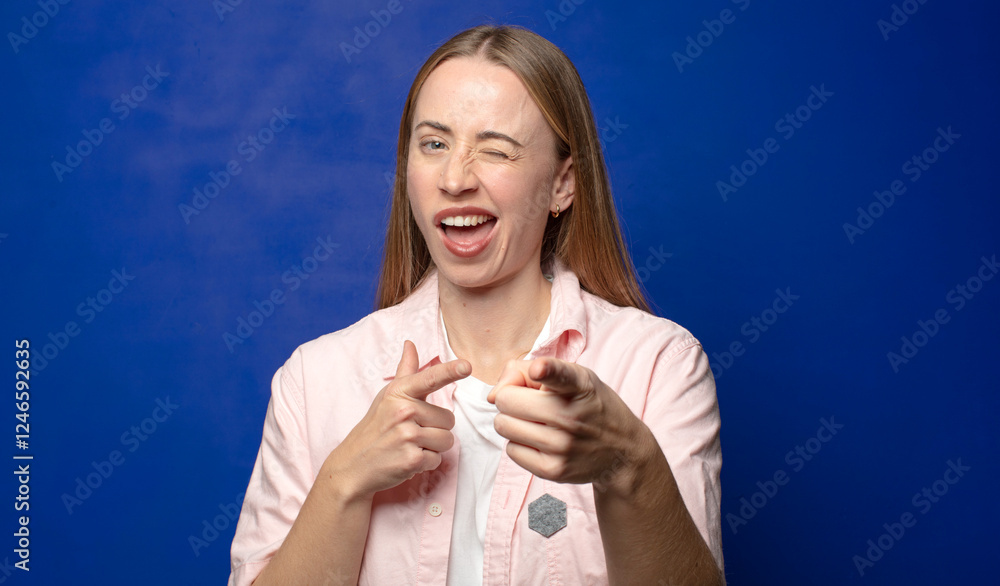 feeling happy, cool, satisfied, relaxed and successful, pointing at camera, choosing you feeling happy, cool, satisfied, relaxed and successful, pointing at camera, choosing you