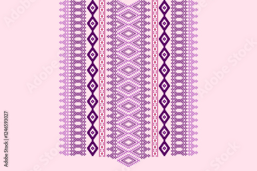 Neckline embroidery geometric abstract elements neck pattern. Native decorative design for fabric, clothing, illustration, texture, collar decor, border, rug, decoration, printing, element, necklace