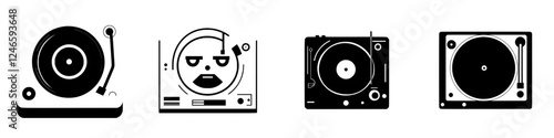 Collection of vintage turntables showcasing different designs and styles for music enthusiasts and collectors