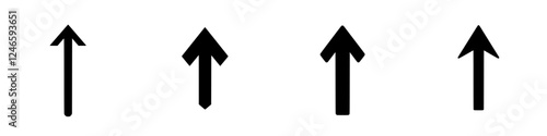 Various black arrow symbols arranged in a row demonstrating directional indicators for navigation and design purposes