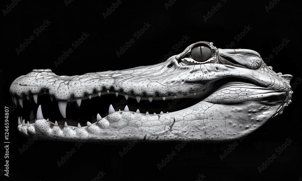 Fototapeta premium alligator iportrait n black and white