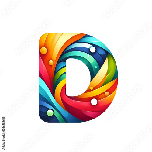 Colorful letter D logo design isolated on white background