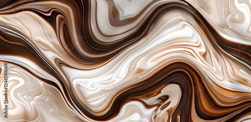 Abstrakcyjny marmurkowy wzór w odcieniach czekolady i śmietanki. © Henryk Guziak
