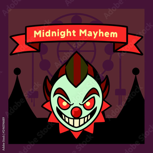 Sinister Clown Vector Illustration – Creepy Circus Horror Art