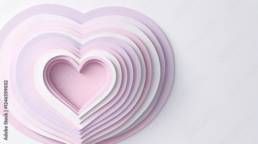 Layered Pink Hearts with Gradient Color on Soft Background