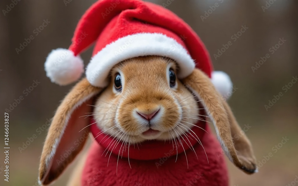 Little Bunny in a Santa hat. Little Bunny in a Santa hat.