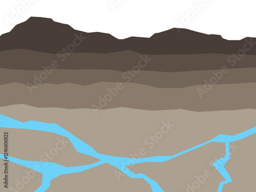 Layered soil and groundwater. Water in cracked rock.