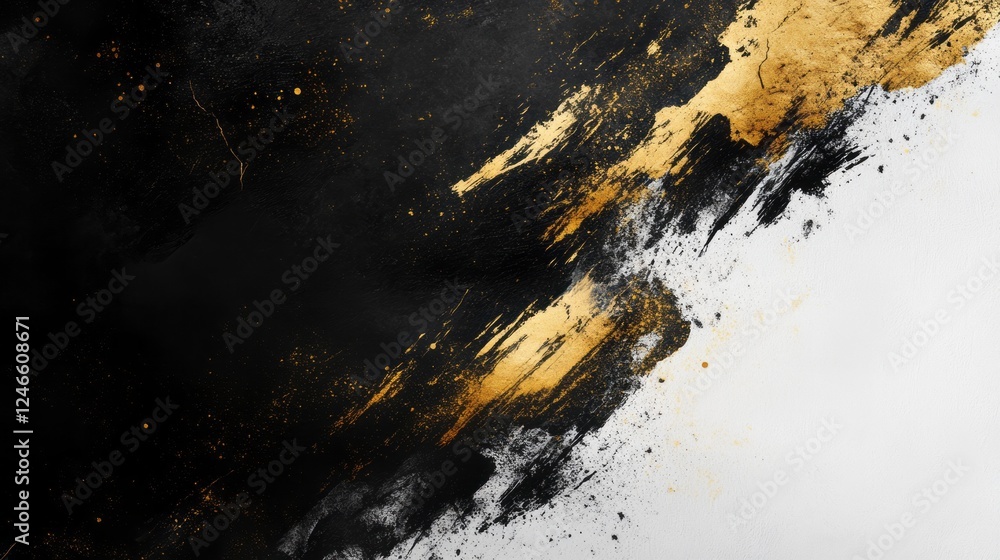 Elegant abstract art with black and gold textures creating a striking visual contrast Elegant abstract art with black and gold textures creating a striking visual contrast
