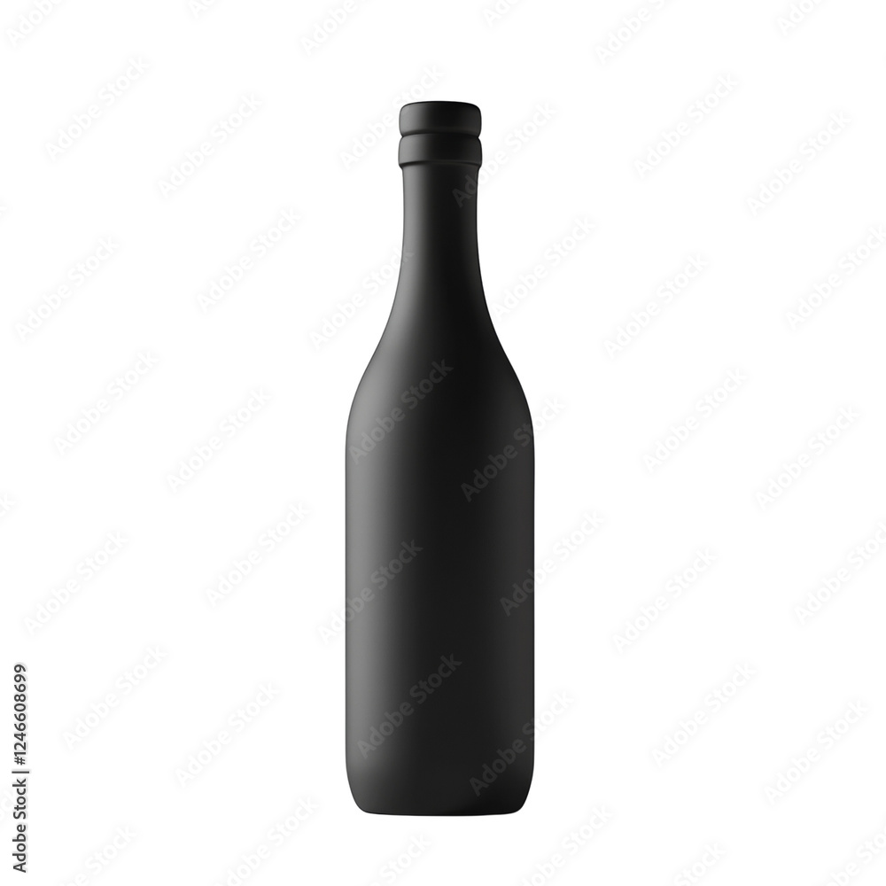 The image shows a single, black, opaque bottle set against a black background. It is a simple and elegant design. The image shows a single, black, opaque bottle set against a black background. It is a simple and elegant design.