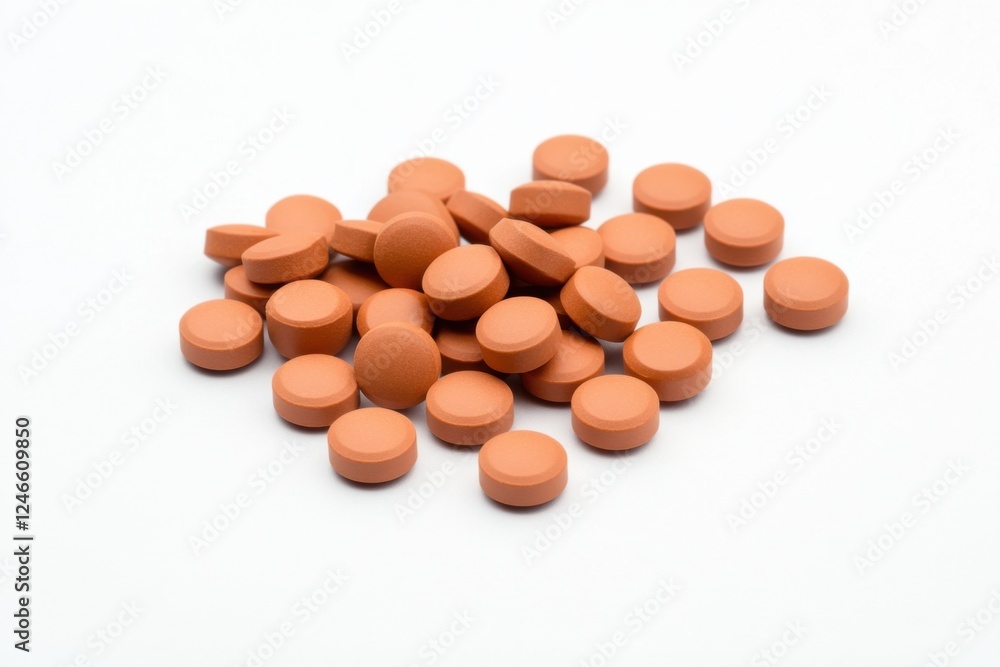 High quality scattering of aerobic support tablets on a clean white background for dietary supplement promotion High quality scattering of aerobic support tablets on a clean white background for dietary supplement promotion