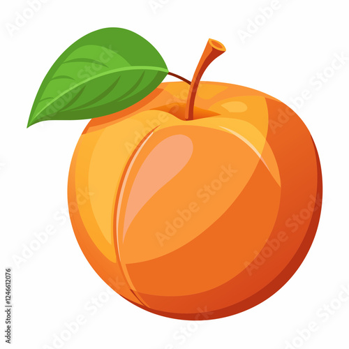 Apricot Icon with reflection on white background