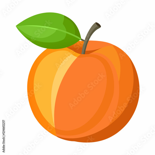 Apricot Icon with reflection on white background