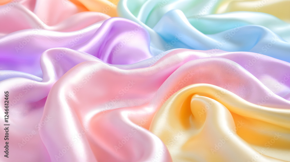 Obraz premium Soft pastel silk fabric draped elegantly creating silky textures and gentle waves.