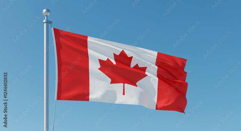 Canada flag waving in the wind against a clear blue sky national flag of Canada Canada flag waving in the wind against a clear blue sky national flag of Canada