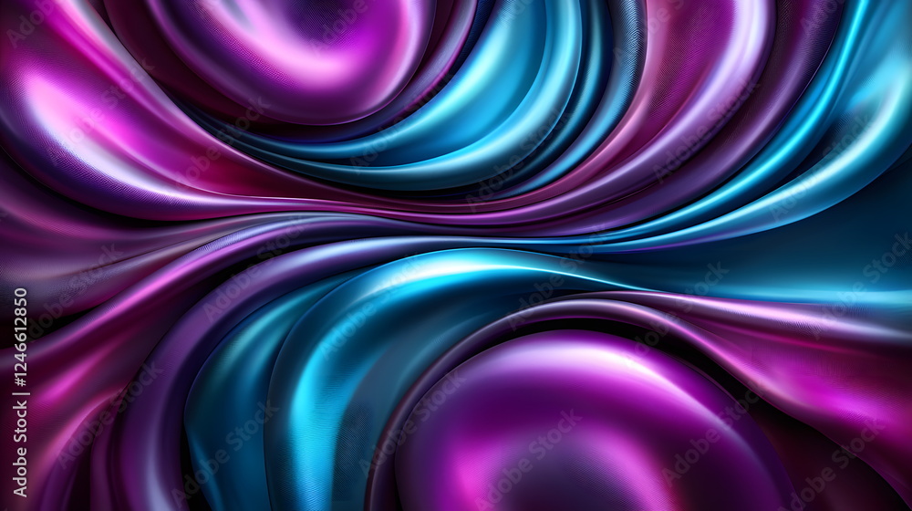 Obraz premium Colorful fabric waves flowing together in an artistic abstract pattern with shiny texture