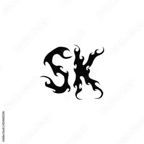 SK monogram logo design letter text name symbol monochrome logotype alphabet character simple logo