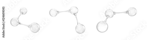 3D models molecules or atoms. 3d abstract molecular structures isolated on white background. Concept of biochemical, pharmaceutical, beauty, medical. Science or medical. Vector illustration