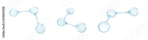 3D models molecules or atoms. 3d abstract molecular structures isolated on white background. Concept of biochemical, pharmaceutical, beauty, medical. Science or medical. Vector illustration