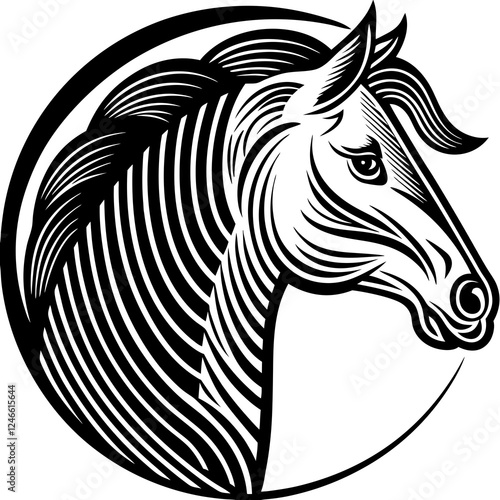 Abstract logo of horse head black vector photo