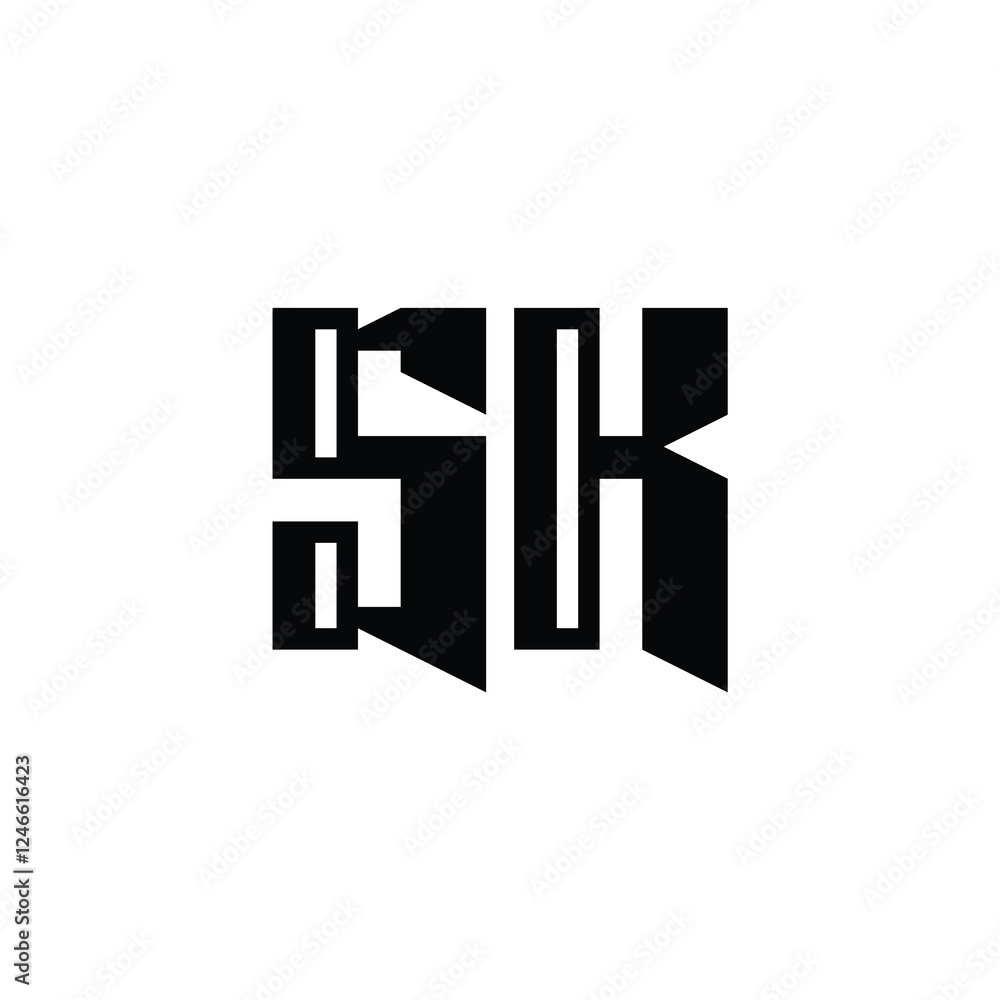 SK monogram logo design letter text name symbol monochrome logotype alphabet character simple logo SK monogram logo design letter text name symbol monochrome logotype alphabet character simple logo