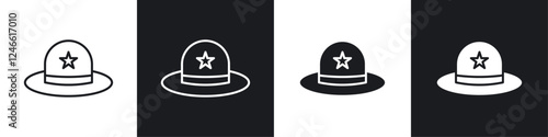 Hat icons in flat and thin stroke style