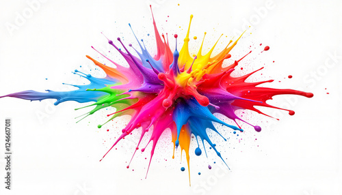 Vibrant color splash explosion on white background, artistic expression