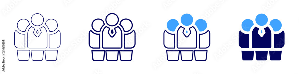 Fototapeta premium Authentic leadership icon in 4 different styles. Thin Line, Line, Bold Line, Duotone. Duotone style. Editable stroke