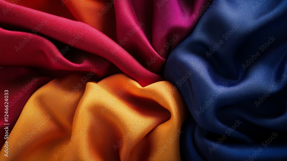 Fototapeta premium Vibrant fabric textures in various colors.