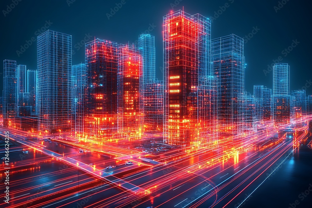 Fototapeta premium 3d Hologram of a luxury home