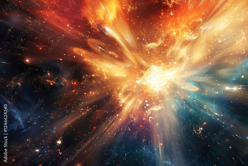 Fototapeta premium Abstract space background with nebula, stars and galaxies. Fantasy fractal design.