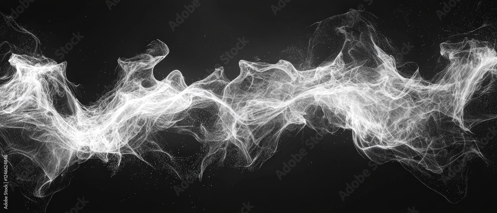 Naklejka premium Abstract Black and White Smoke Background with Flowing Curves and Ethereal Patterns for Creative Projects