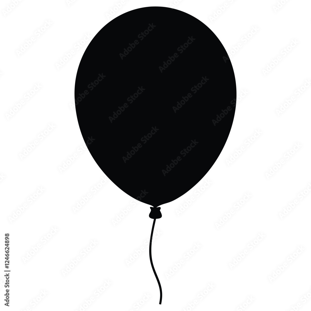Black Balloon Silhouette Vector Icon. Party balloon, birthday celebration, holiday symbol isolated on white background Black Balloon Silhouette Vector Icon. Party balloon, birthday celebration, holiday symbol isolated on white background
