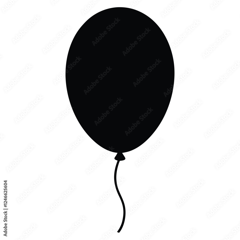 Black Balloon Silhouette Vector Icon. Party balloon, birthday celebration, holiday symbol isolated on white background Black Balloon Silhouette Vector Icon. Party balloon, birthday celebration, holiday symbol isolated on white background