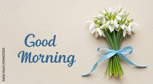 Snowdrop bouquet with a good morning message