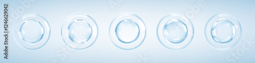Collagen clear drops. Cosmetic serum or essence.  Skincare product. Vector illustration