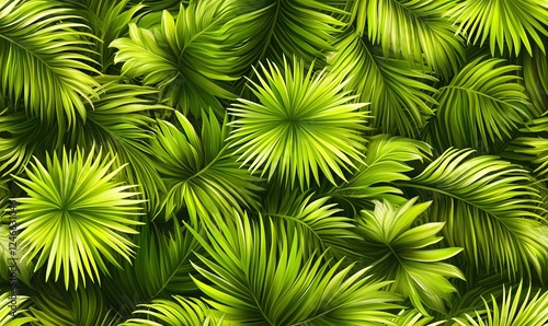 Lush tropical palm leaves background, ideal for nature-themed designs