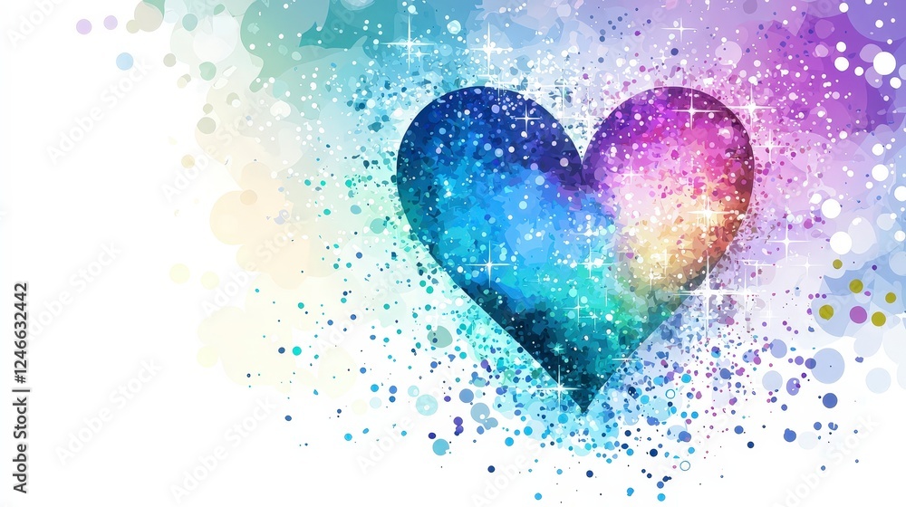 Colorful Heart Design with Sparkles and Digital Elements Colorful Heart Design with Sparkles and Digital Elements