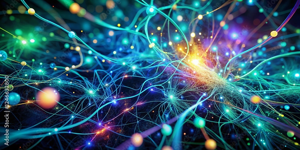 Obraz premium Abstract AI Background: Digital Neural Network Data Flow Visualization